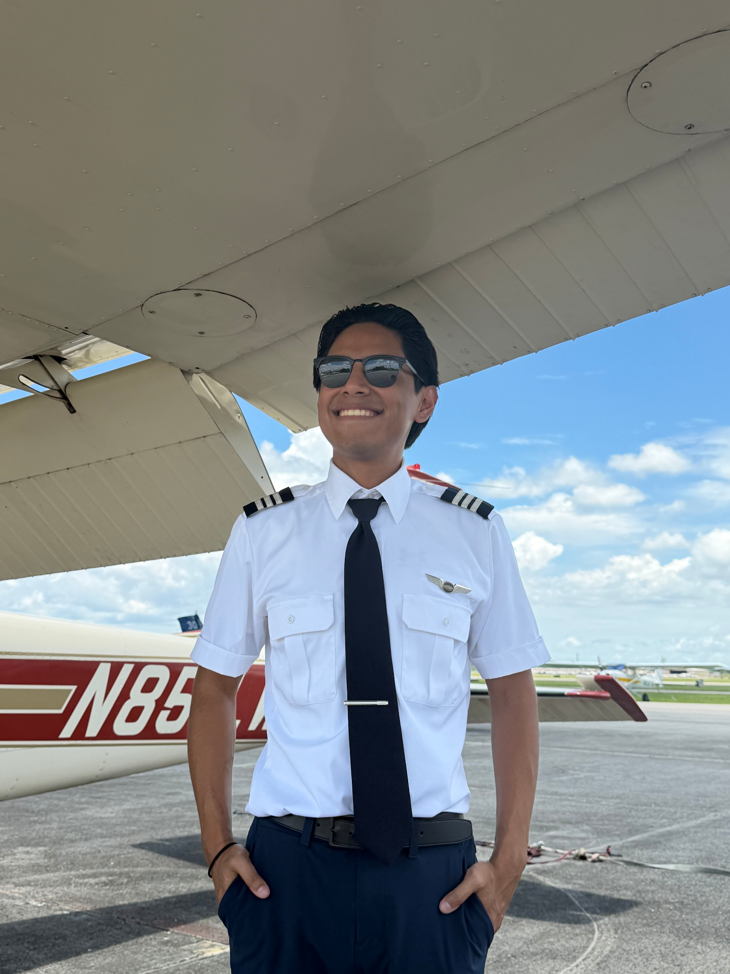 David, Certified Flight Instructor, in front of a Cessna 172